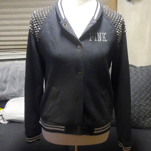 **RARE** Vintage VS PINK Studded Bomber Jacket - Picture 2 of 6